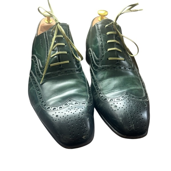 Calzoleria lHarris Firenze Men’s 1913 Hand-Painted Signature Oxford Green Size 8 - Picture 2 of 8